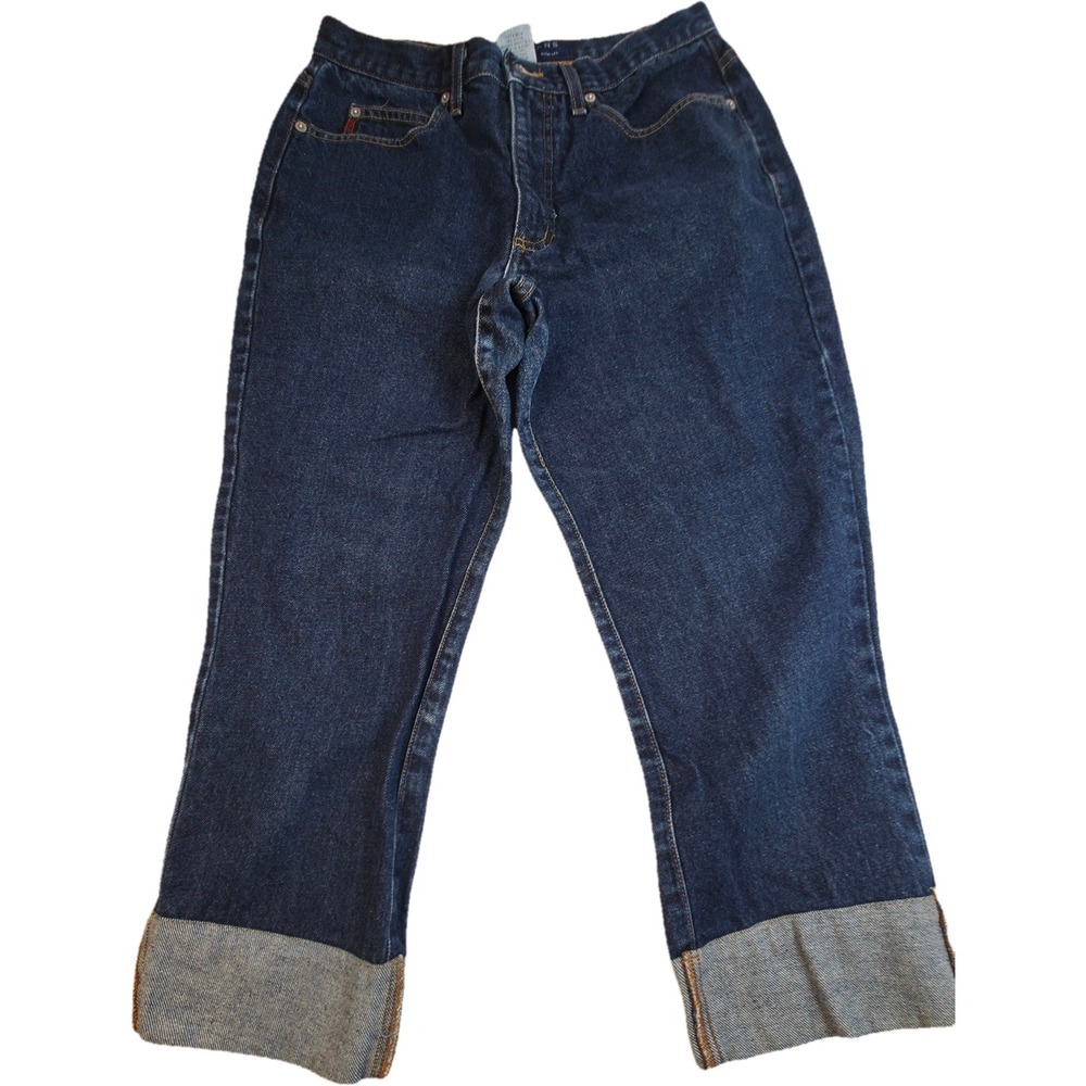 Guess Boot Leg Jeans Womens 31 Blue Low Waist Cuffed USA Excellent